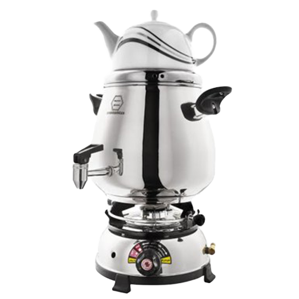 سماور گازی سه کاره با کفه ٣ جداره و قوری چینی GG-333